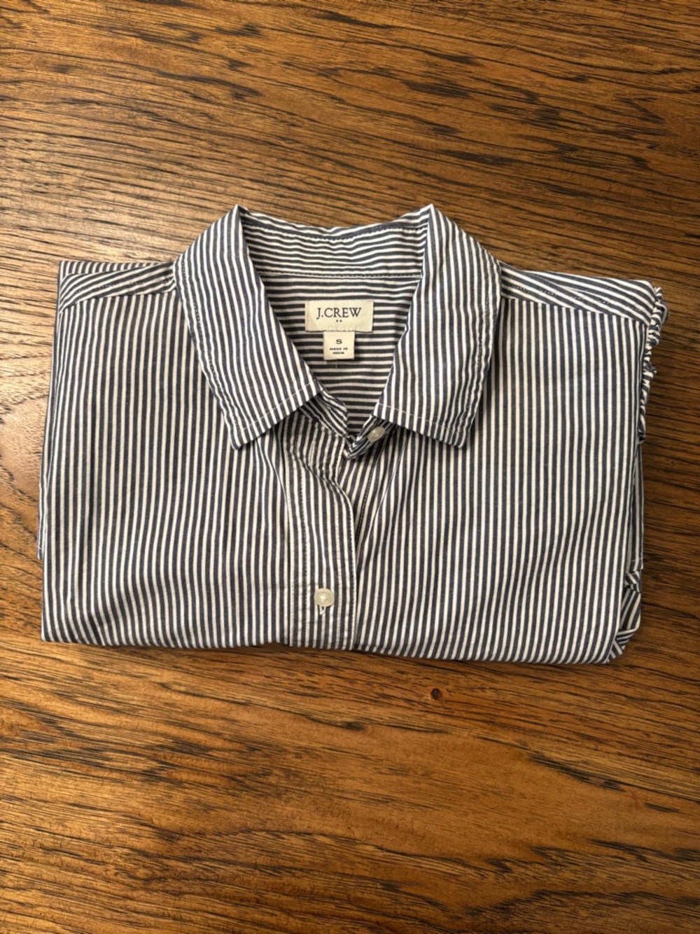 J.Crew Women’s Small Blue White Striped Puff Sleeve Button Down Shirt Stretch - Picture 10 of 10